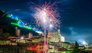 Fireworks at the lighting of the Gubbio Christmas Tree - Villas in Italy - Oliver's Travels