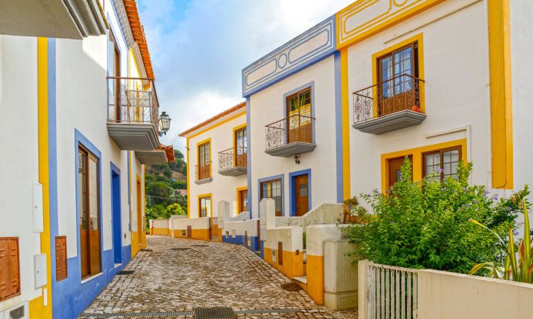 Colourful street in Faro Algarve