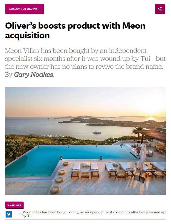 TTG - Meon Acquisition - Oliver's Travels