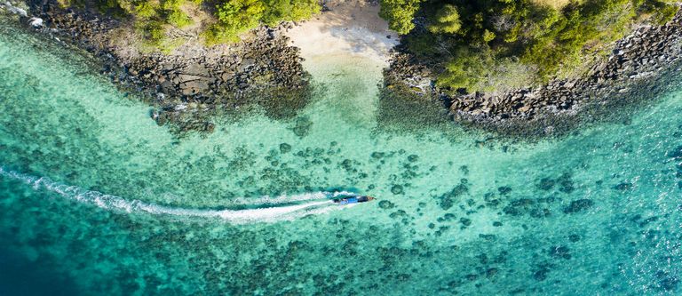 drone view of reef in koh samui
