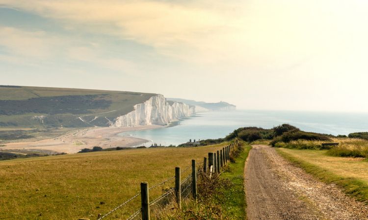 Road to Seven Sisters from Seaford Head by the English Channel, East Sussex