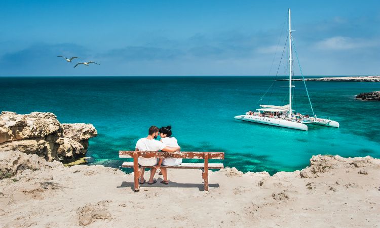 couple enjoying the view on holiday