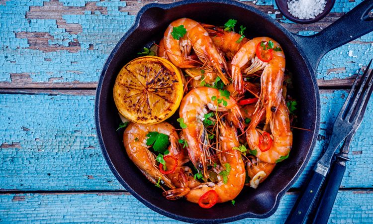 Barbecued prawns