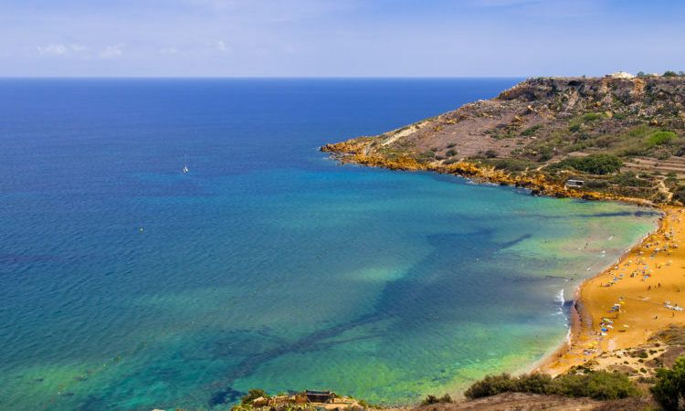 View of Ramla Bay, Gozo, Malta.