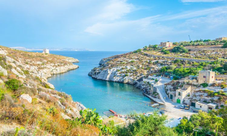 view of gorgeous blue waters and a sandy bay
