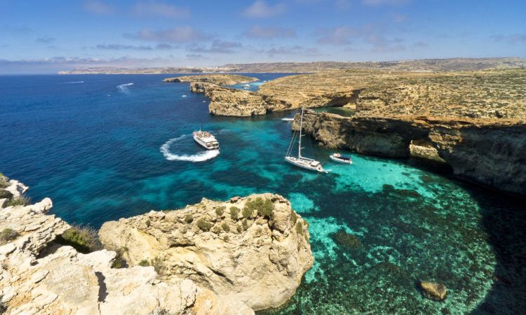 panoramic view of cliffs and the sea on an island