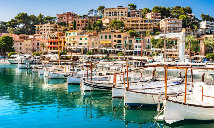 Harbor of Soller on Mallorca, Balearic Islands.