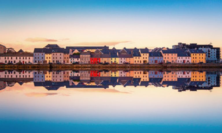 Houses looking onto the water, County Galway