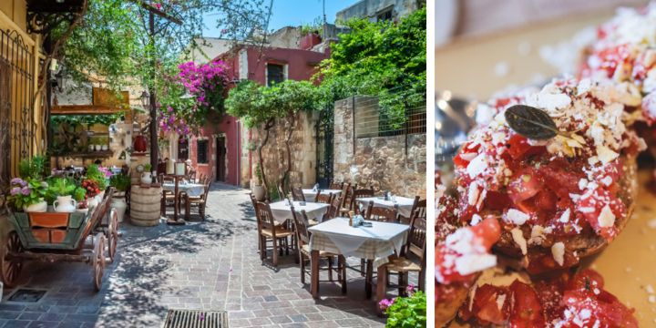 Taverna in Chania and a greek salad