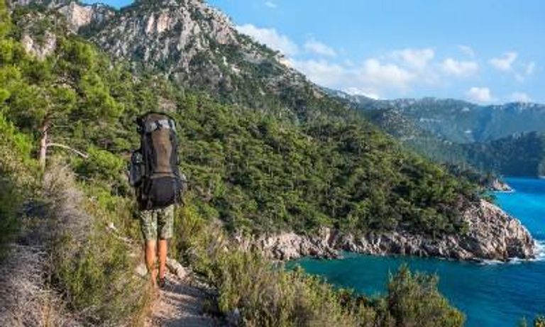 Backpacker hiking on Lycian Way
