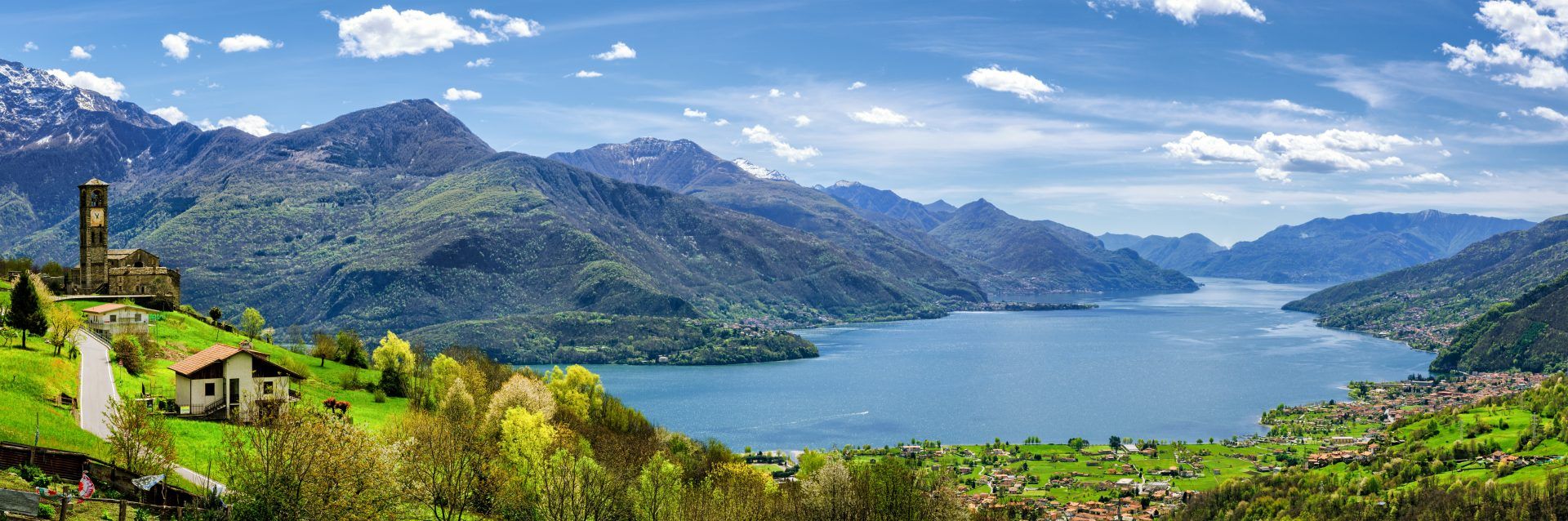 Panoramic view of Italian lake