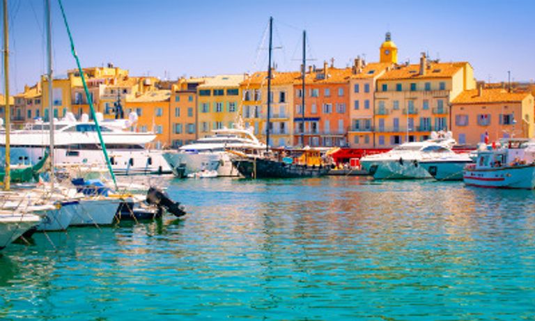 Luxury yachts in St Tropez marina