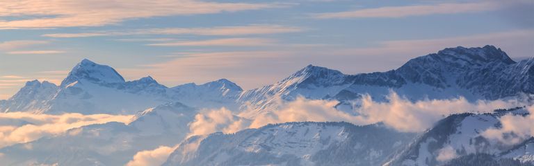 Aerial panorama of Sant Gervais Mont Blanc