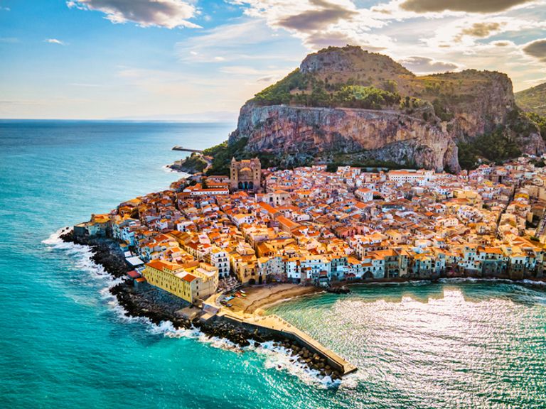 Aerial view of Cefalu, Sicily