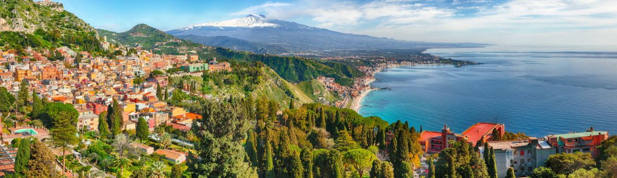 Panoramic view of Sicily's coastline