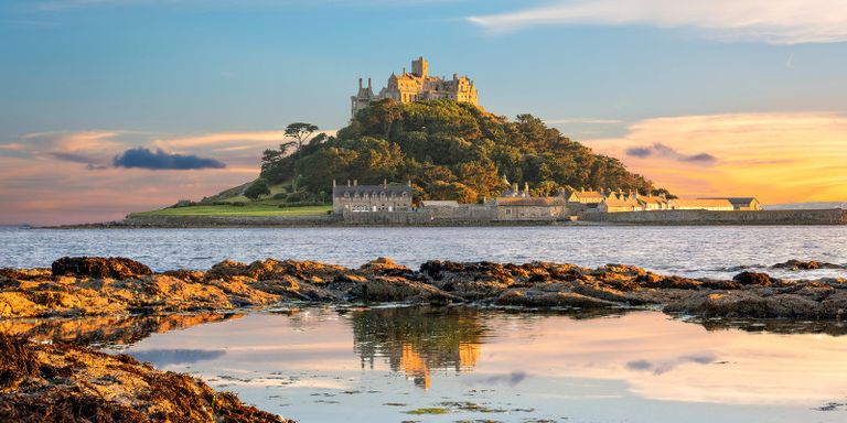 St Michael's Mount Cornwall at sunset