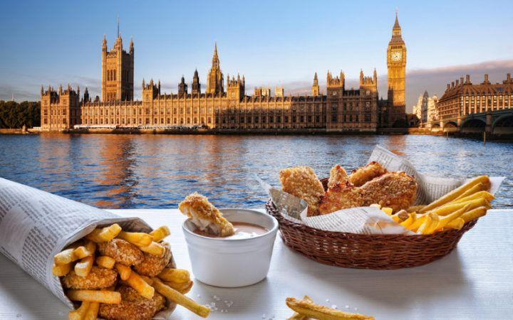 Fish and Chips opposite the houses of parliment
