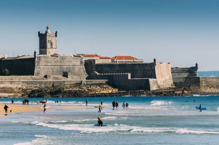 Surfers at Carcavelos Beach