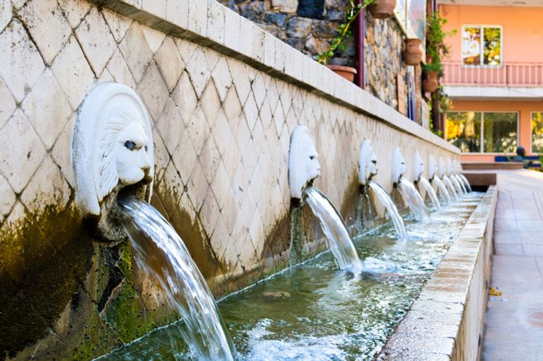 Architectural Building and Fountains In Spili, Crete