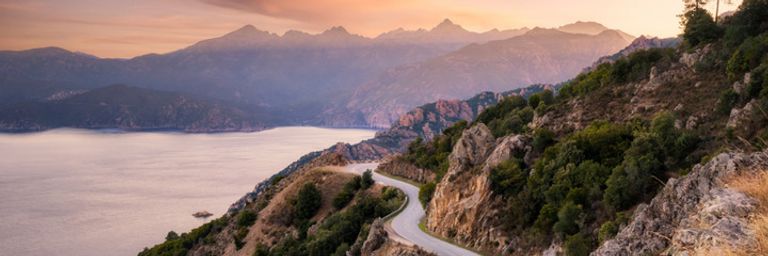 Winding coastal road in Corsica