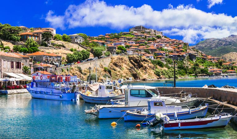 Boats at the bottom of the hill in Molyvos, Lesbos