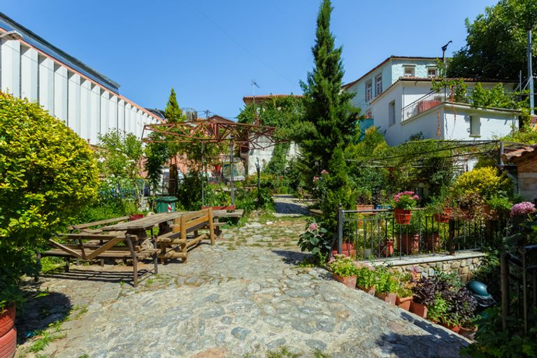 Street in the village of Agiasos, Lesbos