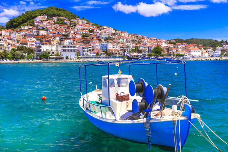 Boat moored in Plomari, Lesbos