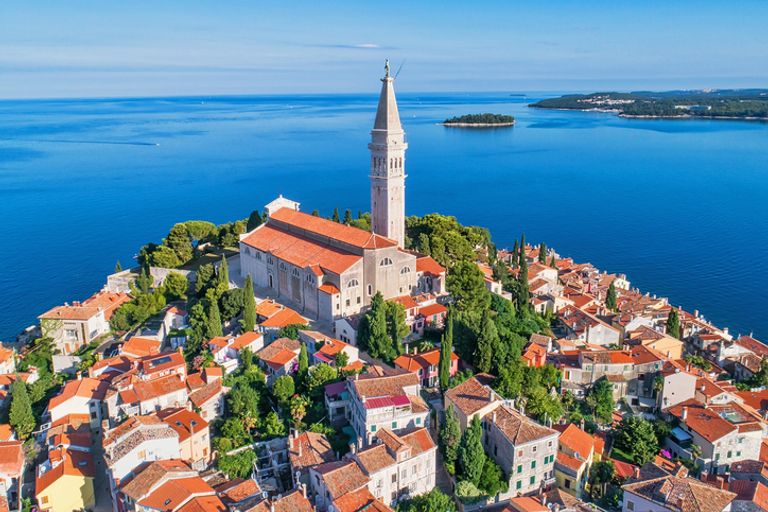 Istria aerial view with sea backdrop
