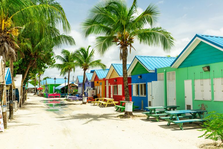 Colourful Houses On The Tropical Island Of Barbados