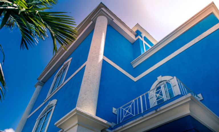 Blue building in Holetown, Barbados