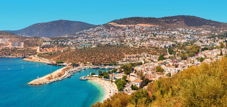 Aerial Panoramic View Of Kalkan In Turkey