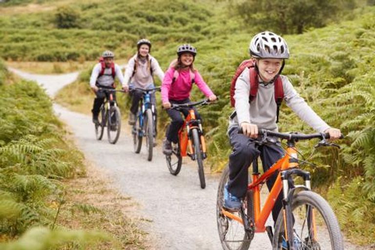 Children riding bicycles