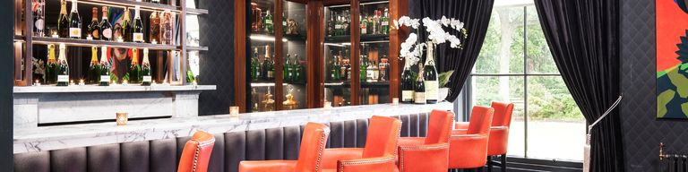Bar with red chairs